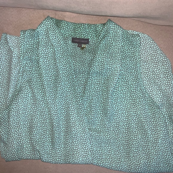 Vince Camuto work blouse top green pattern mint M - Picture 2 of 3